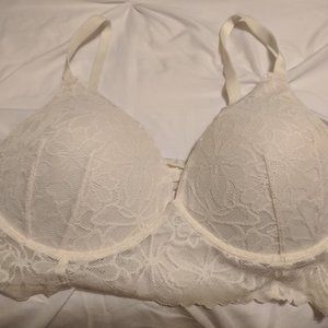 VS Pink White Lace Bralette NWOT size L